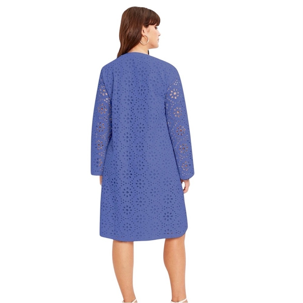 June + Vie Purple Plus Size Boardwalk Eyelet Shirtdress - Picture 3 of 10